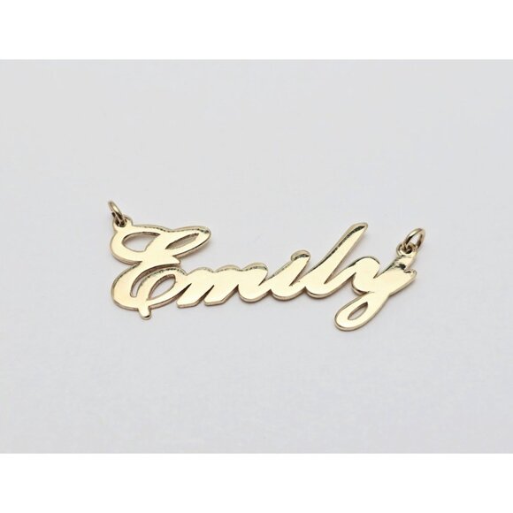 Unique 14K Karat Solid Yellow Gold Designer Name Initial " Emily " Charm Pendant - Picture 5 of 13